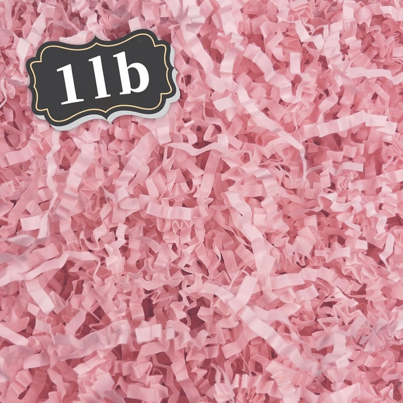 ZEBMOON 1 LB Pink Crinkle Cut Paper Shred Filler Great for Gift Wrapping, Basket Filling, Birthday, Wedding, Halloween, Thanksgiving, Valentine's Day, New Year Party Decorations Filling Supplies A - Image 1
